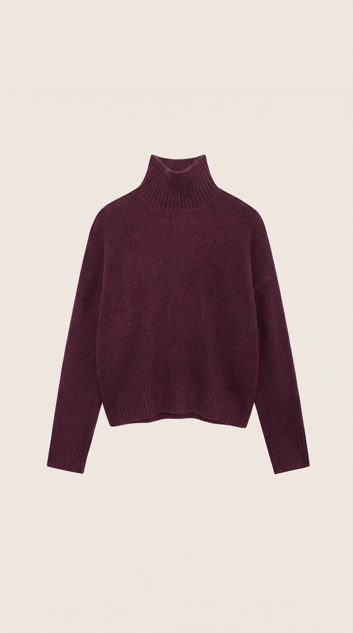 Rollkragenpullover aus Strick mit Rippbündchen für Damen
