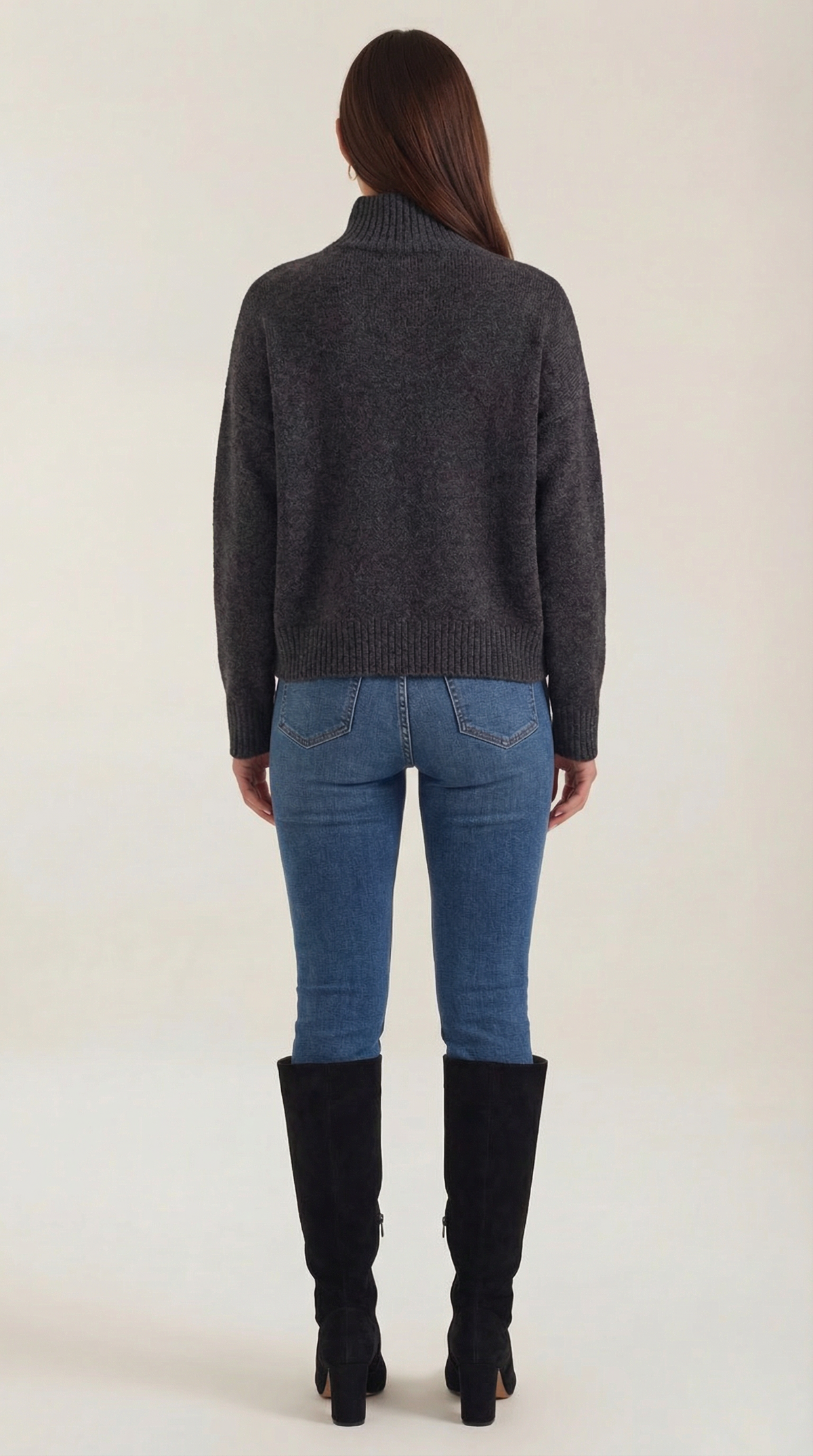 Rollkragenpullover aus Strick mit Rippbündchen für Damen