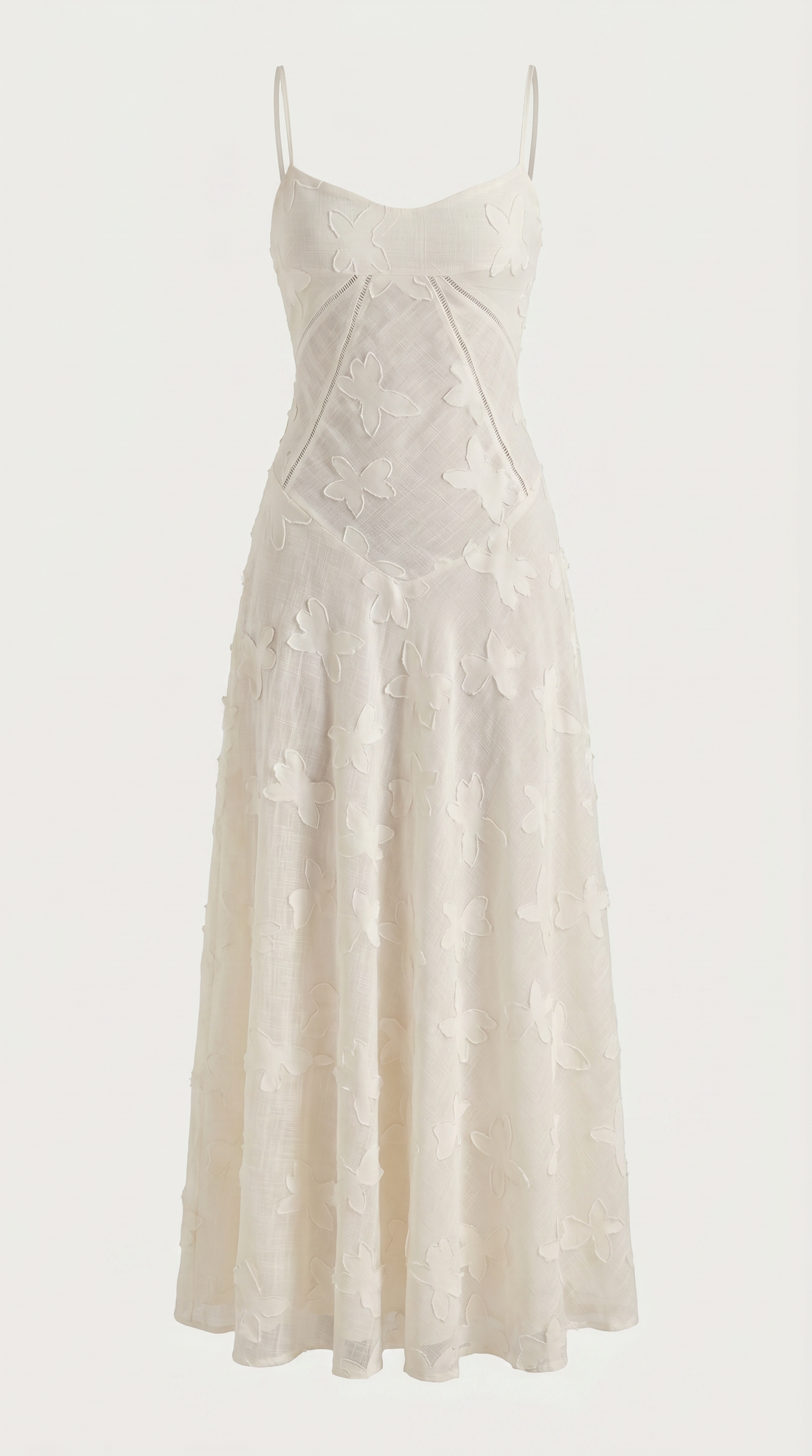 Langes Kleid mit Blumenspitze und Herzausschnitt für Damen