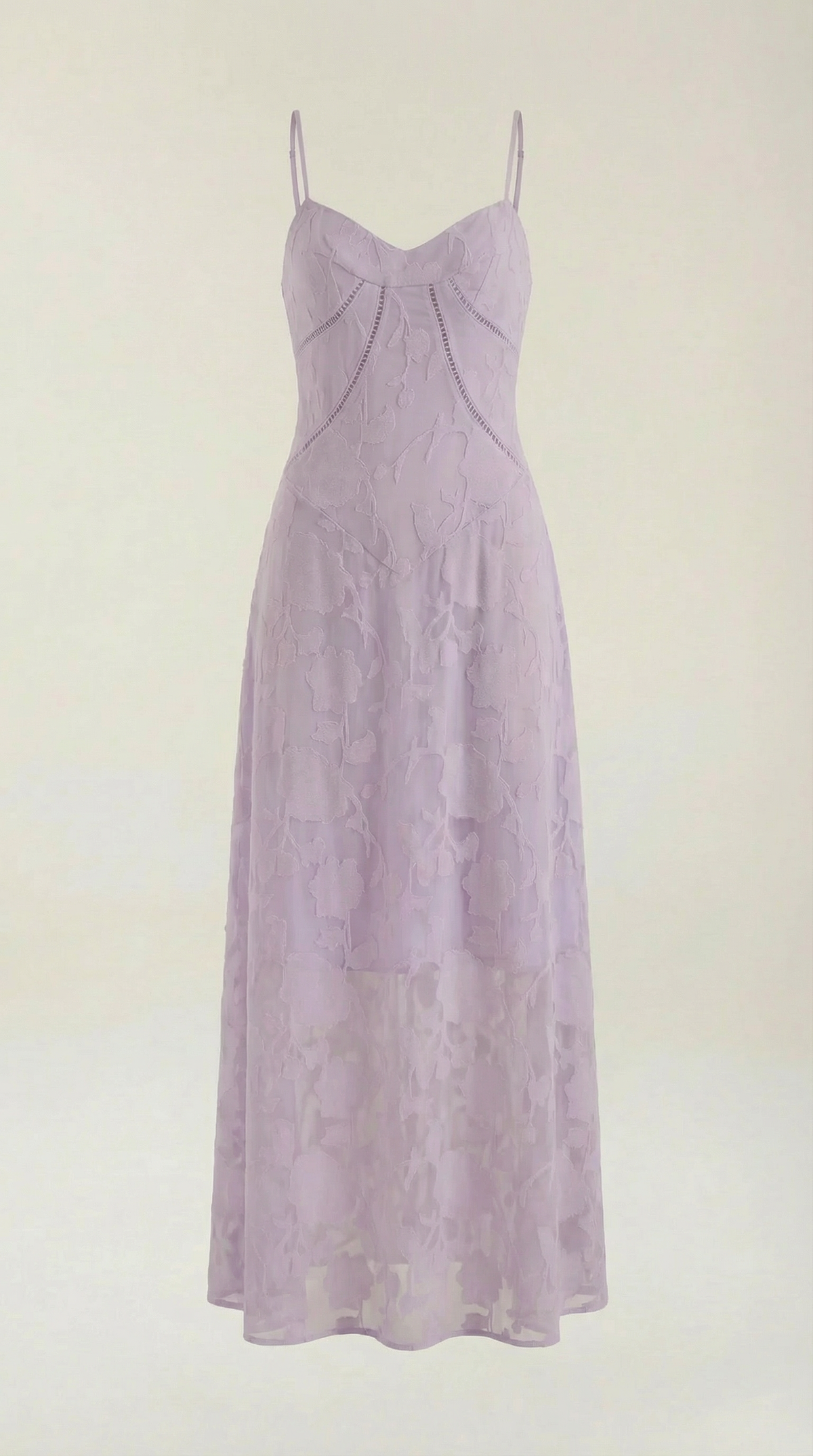 Langes Kleid mit Blumenspitze und Herzausschnitt für Damen