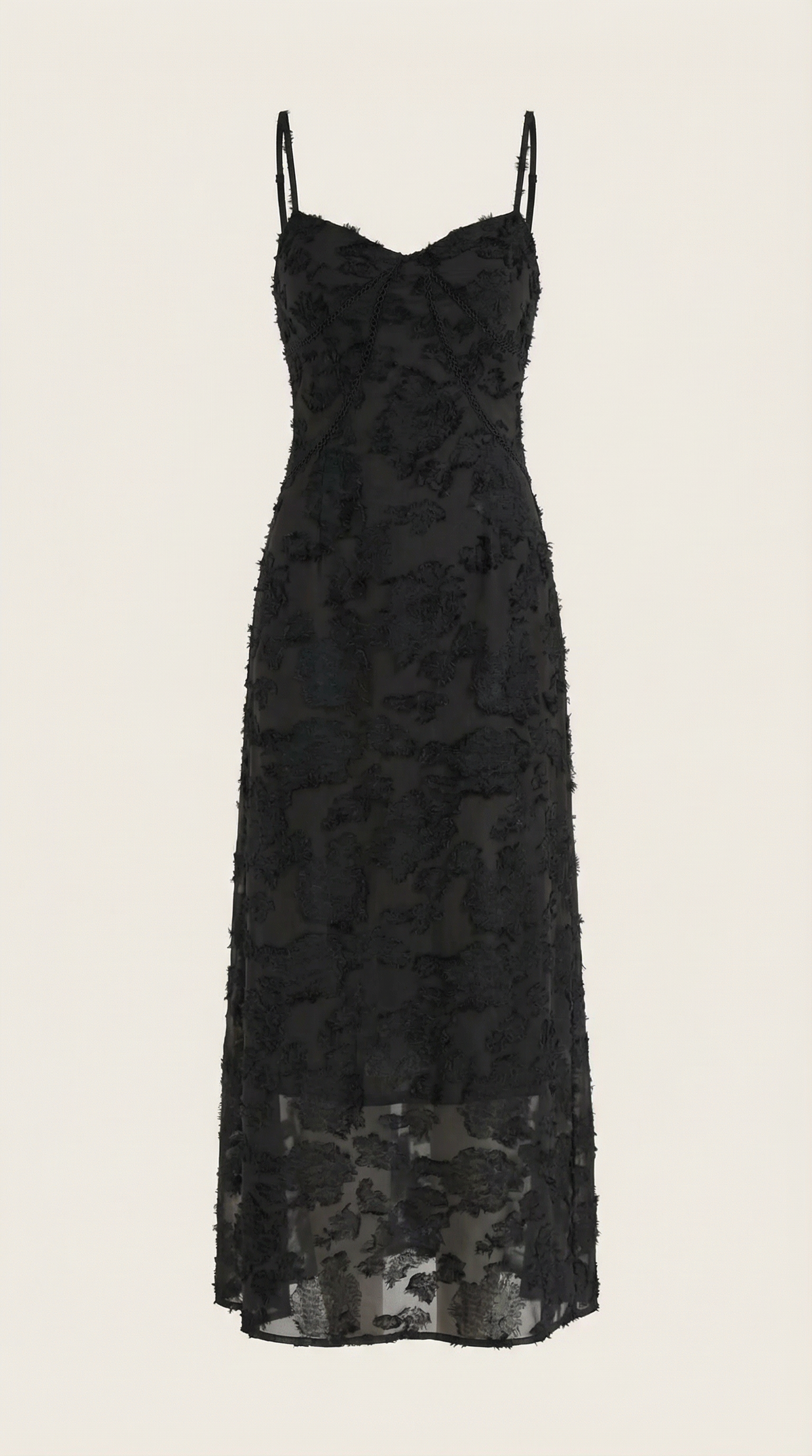 Langes Kleid mit Blumenspitze und Herzausschnitt für Damen