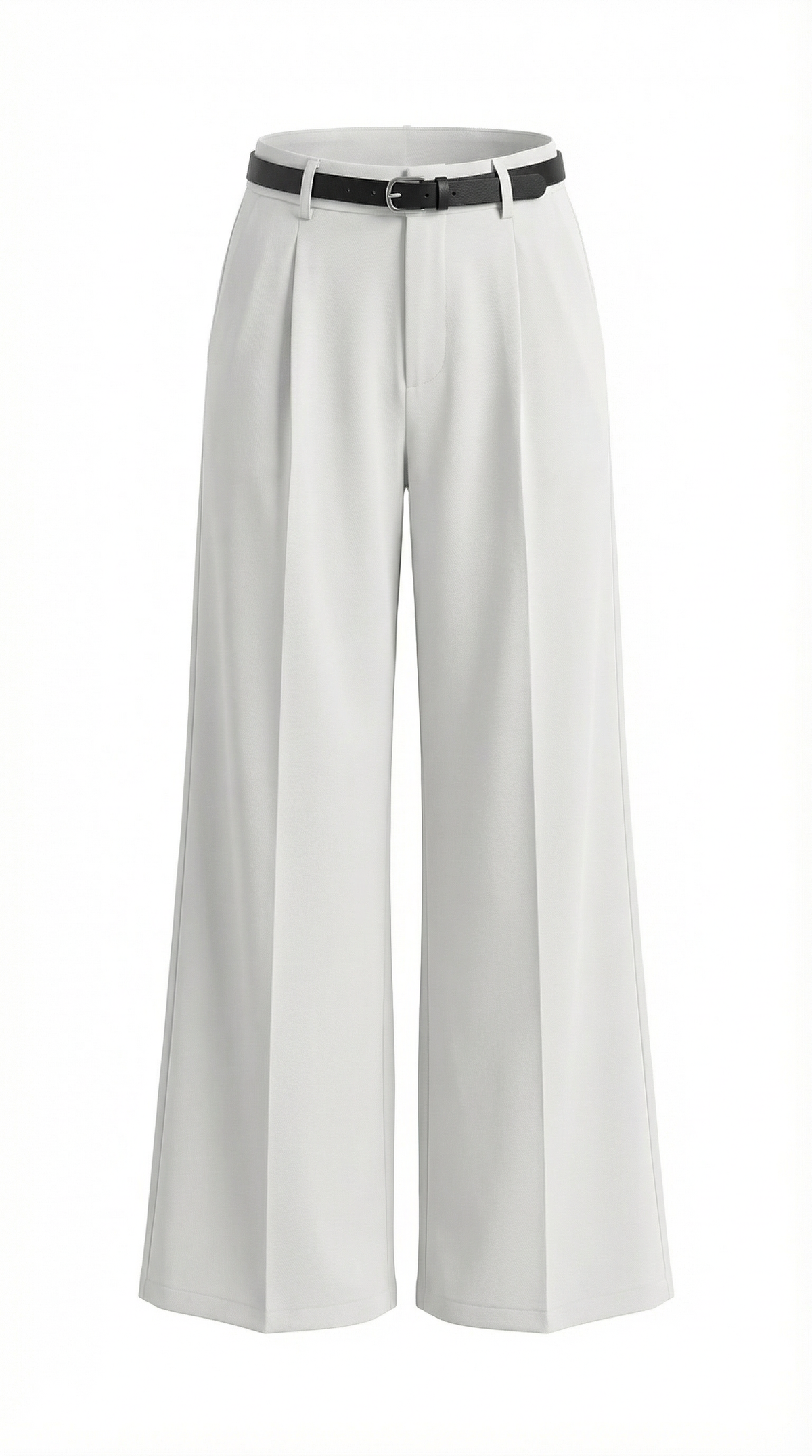 Stoffhose mit Bundfalten, Gürtel und weitem Bein für Damen