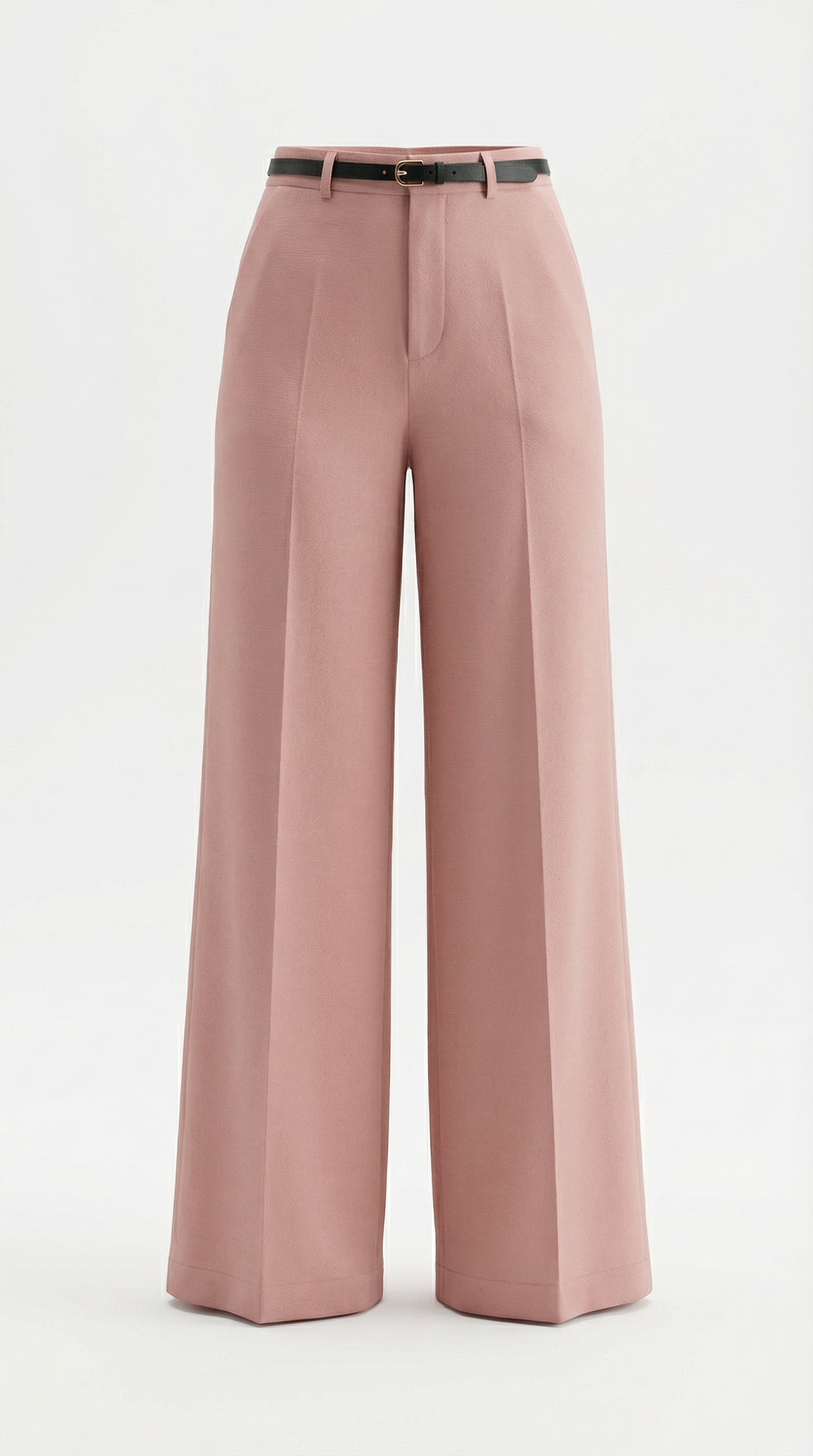Stoffhose mit Bundfalten, Gürtel und weitem Bein für Damen