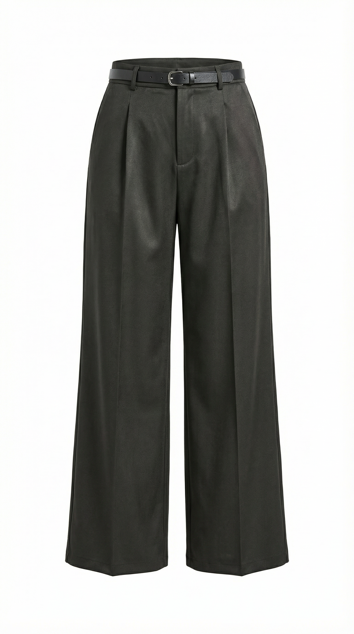 Stoffhose mit Bundfalten, Gürtel und weitem Bein für Damen