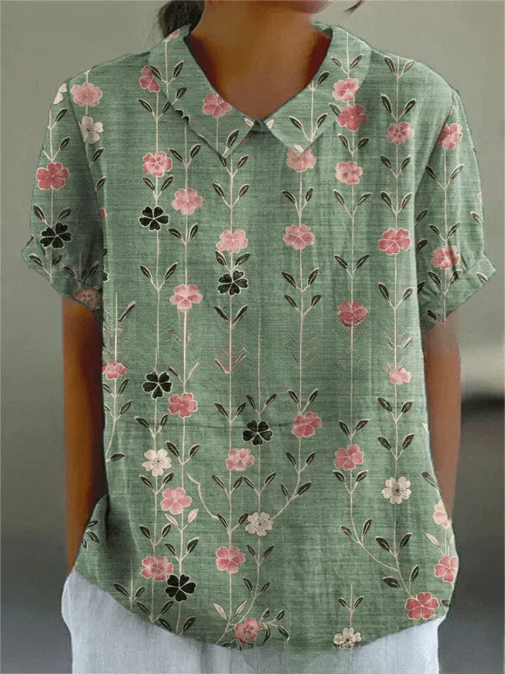 Bluse Damen atmungsaktiv, locker geschnitten mit Blumendruck