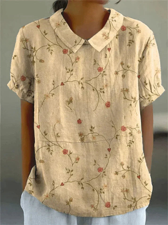 Bluse Damen atmungsaktiv, locker geschnitten mit Blumendruck