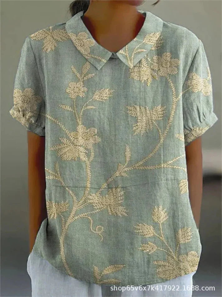 Bluse Damen atmungsaktiv, locker geschnitten mit Blumendruck