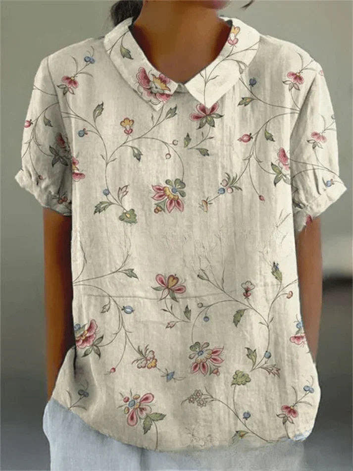 Bluse Damen atmungsaktiv, locker geschnitten mit Blumendruck
