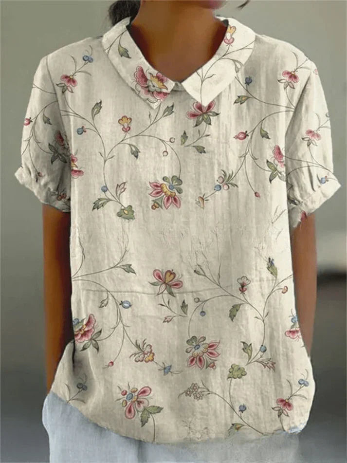 Bluse Damen atmungsaktiv, locker geschnitten mit Blumendruck