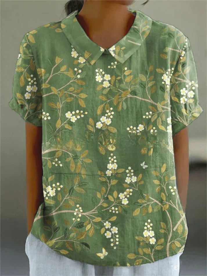 Bluse Damen atmungsaktiv, locker geschnitten mit Blumendruck