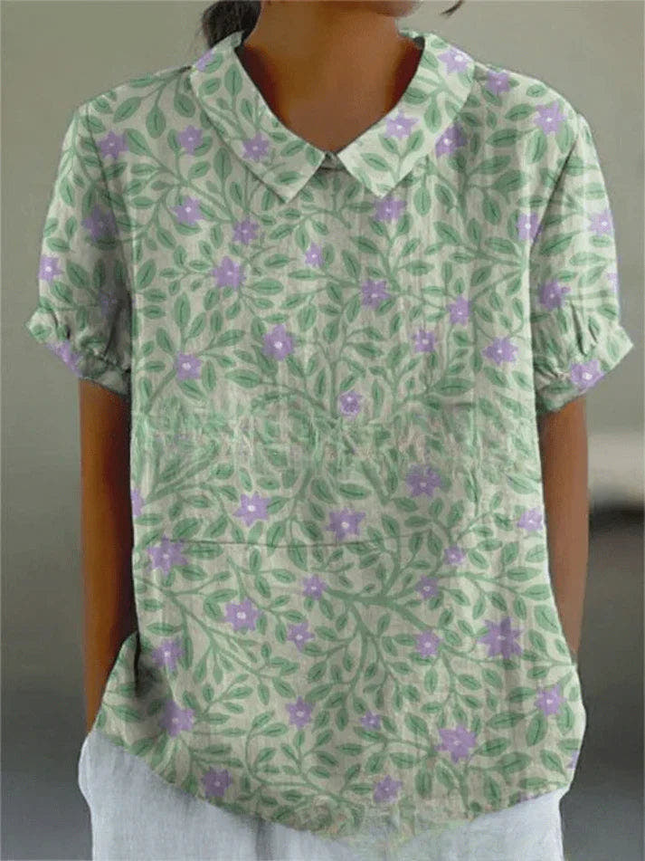 Bluse Damen atmungsaktiv, locker geschnitten mit Blumendruck