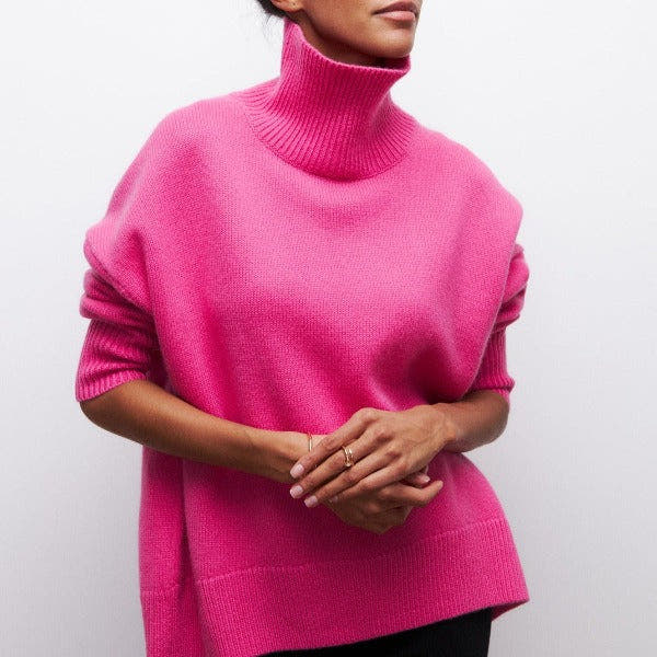 Pullover mit hohem Halsausschnitt und schlichtem Schnitt