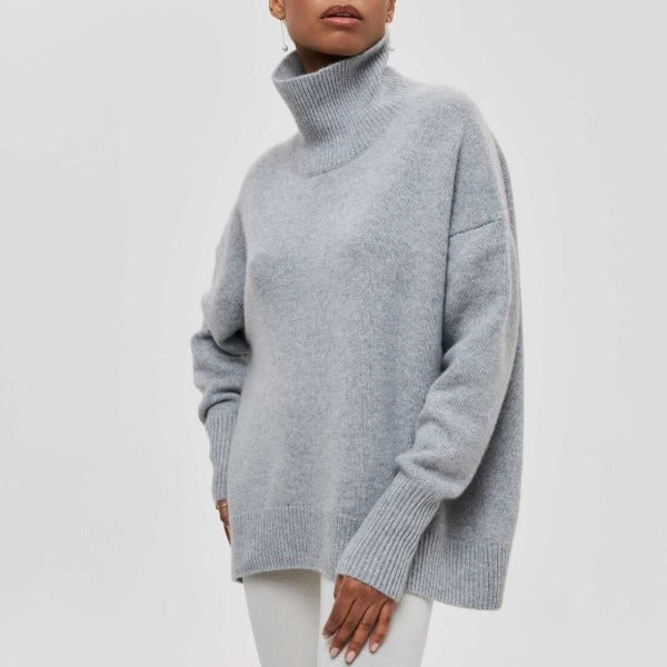 Pullover mit hohem Halsausschnitt und schlichtem Schnitt