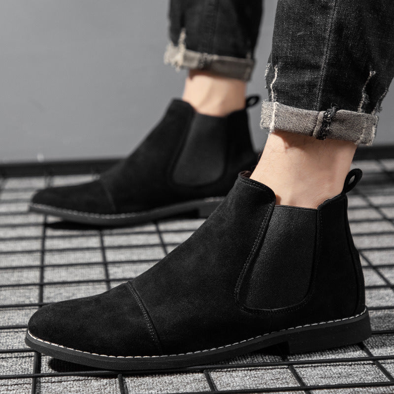 Chelsea Boots Damen aus Veloursleder mit elastischen Einsätzen