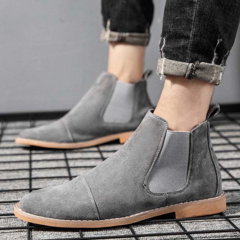Chelsea Boots Damen aus Veloursleder mit elastischen Einsätzen