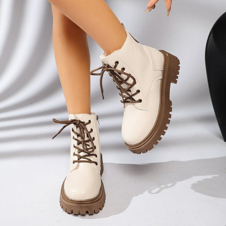 Chelsea Boots Damen knöchelhoch mit Profilsohle und Schnürung