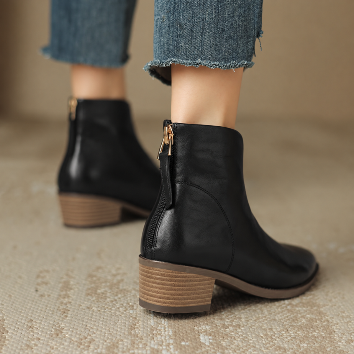 Chelsea Boots Damen mit niedrigem Absatz, knöchelhohe Stiefeletten