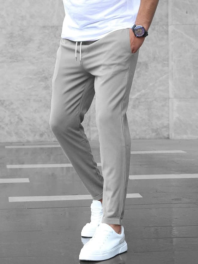 Chinohose Herren wärmend, Slim Fit mit verstellbarem Kordelzug