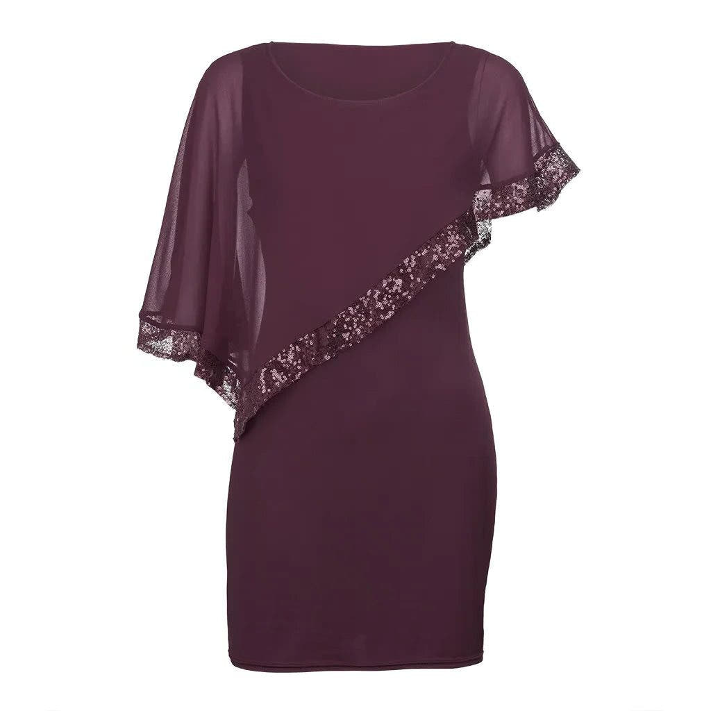 Festliches Kleid mit Cold-Shoulder und Paillettenbesatz für Damen