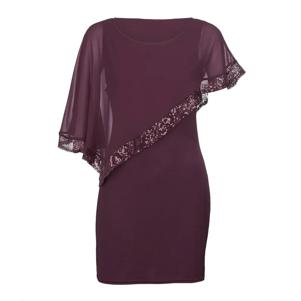 Festliches Kleid mit Cold-Shoulder und Paillettenbesatz für Damen