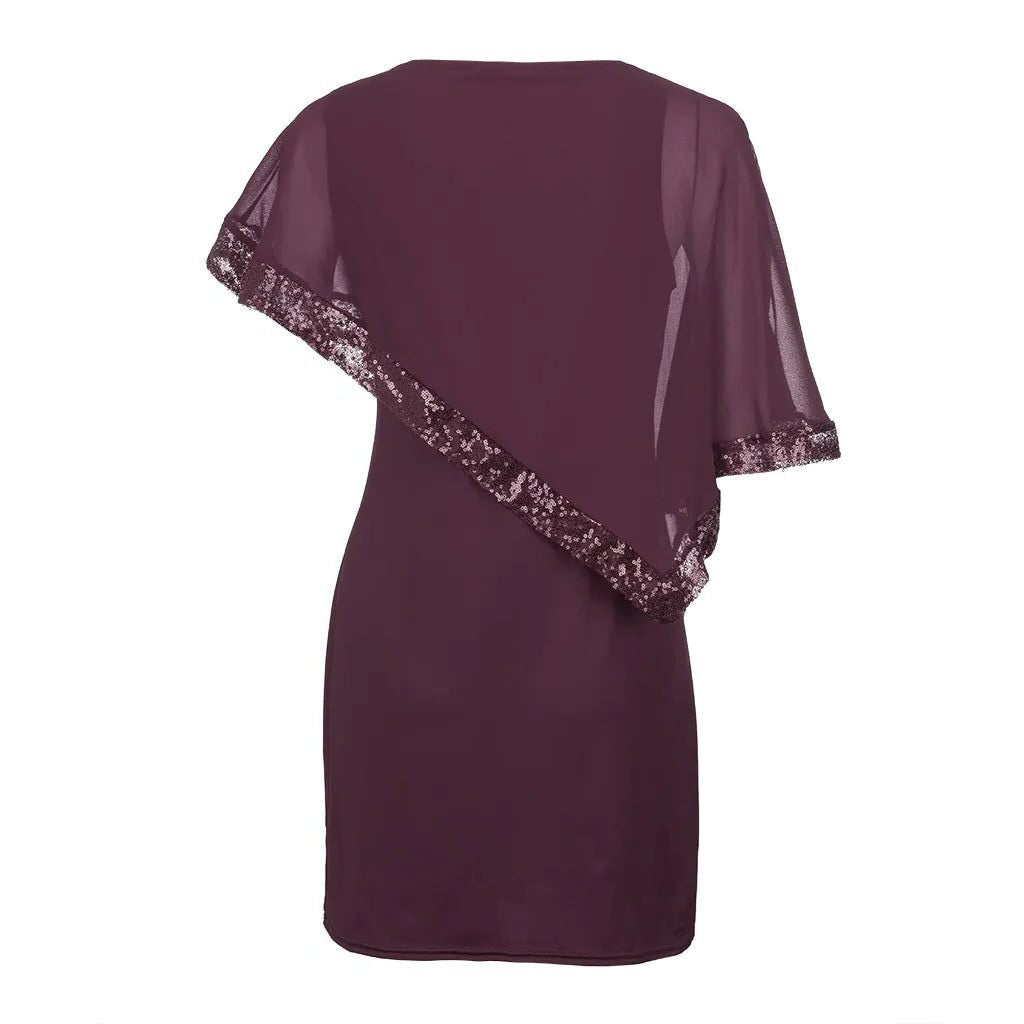 Festliches Kleid mit Cold-Shoulder und Paillettenbesatz für Damen