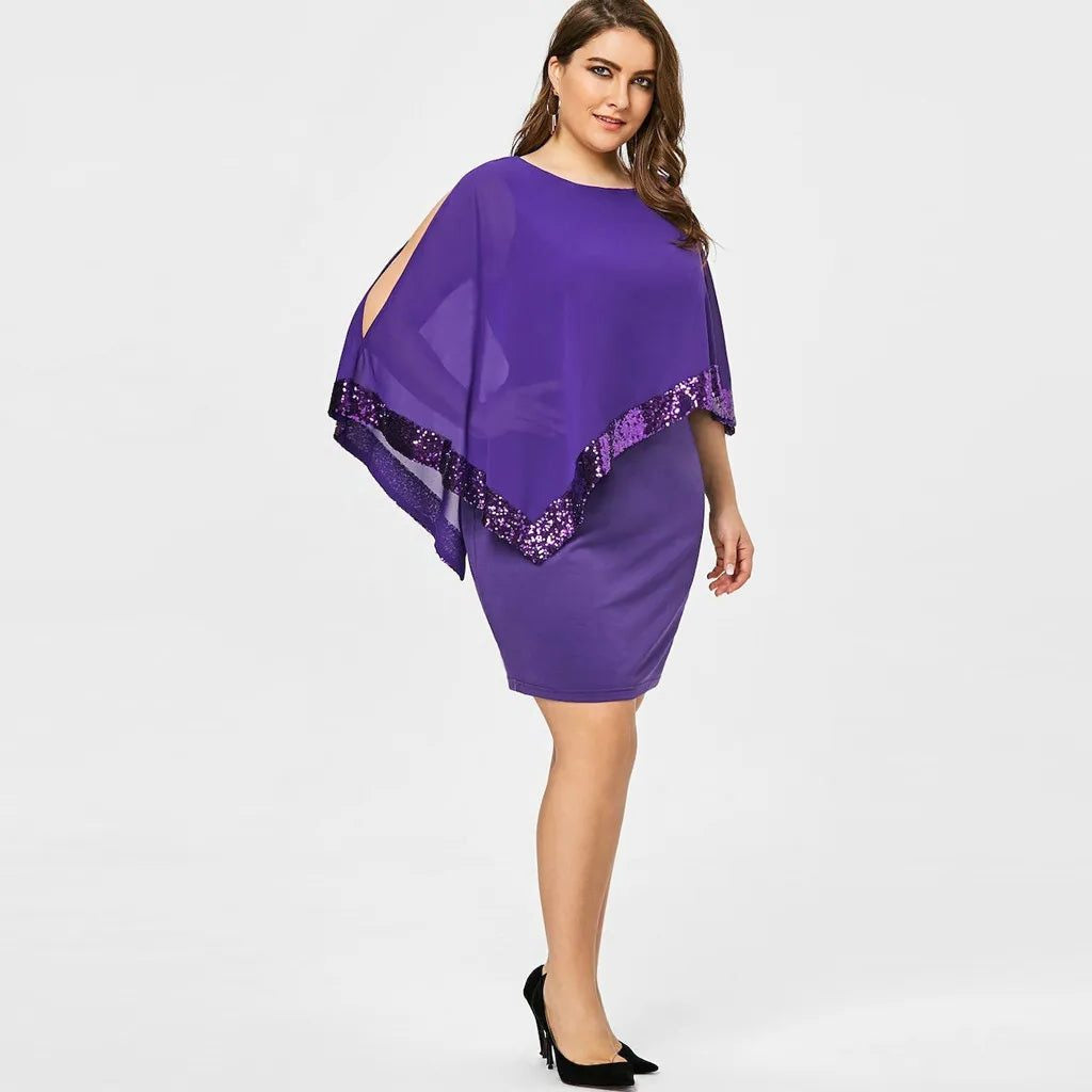 Festliches Kleid mit Cold-Shoulder und Paillettenbesatz für Damen