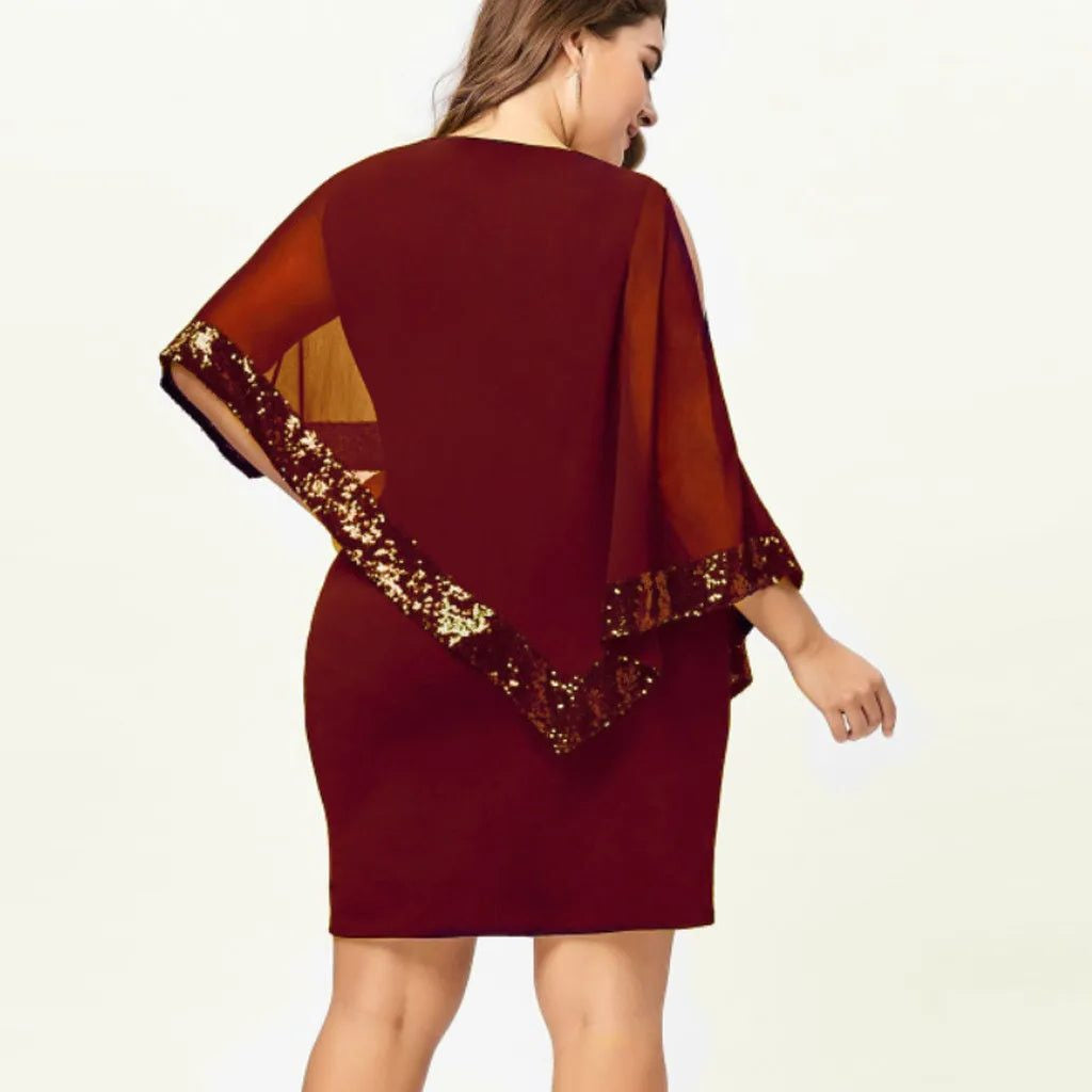 Festliches Kleid mit Cold-Shoulder und Paillettenbesatz für Damen