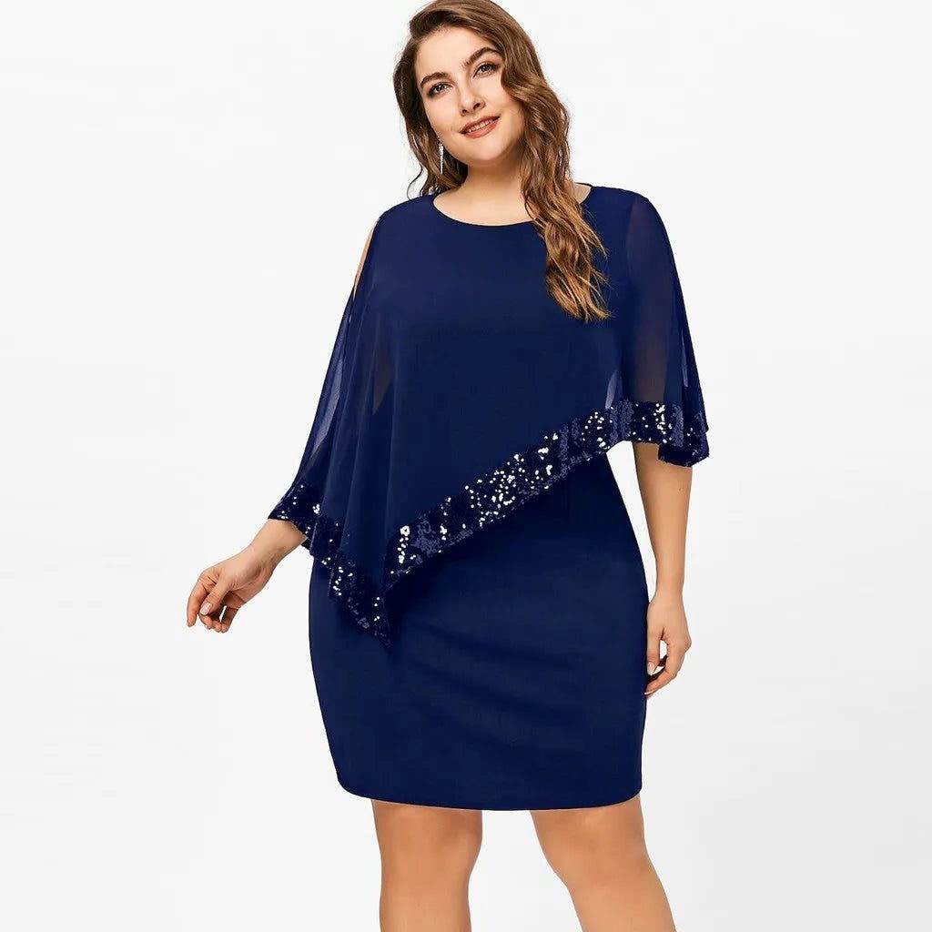 Festliches Kleid mit Cold-Shoulder und Paillettenbesatz für Damen