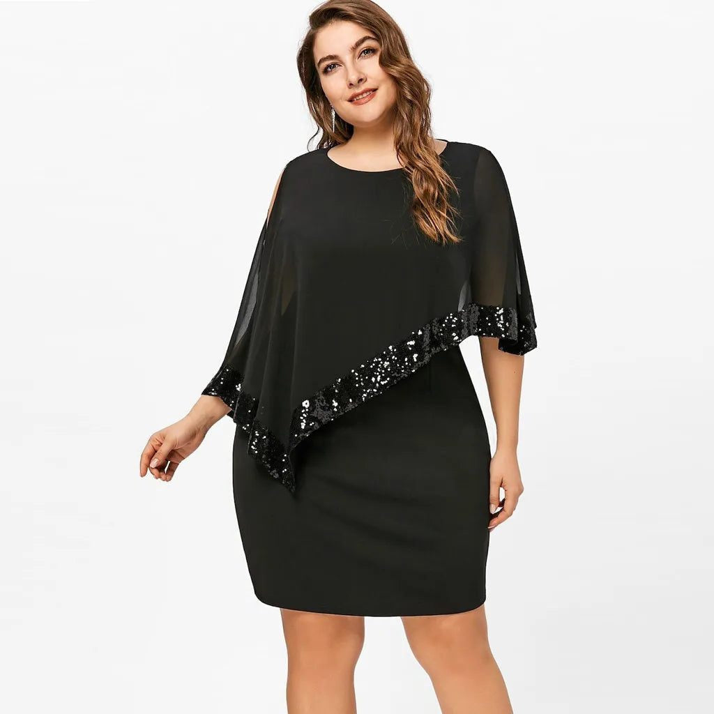 Festliches Kleid mit Cold-Shoulder und Paillettenbesatz für Damen