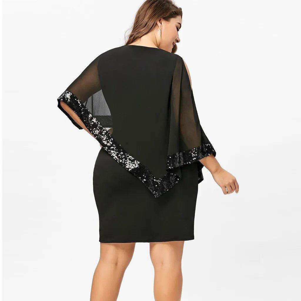 Festliches Kleid mit Cold-Shoulder und Paillettenbesatz für Damen