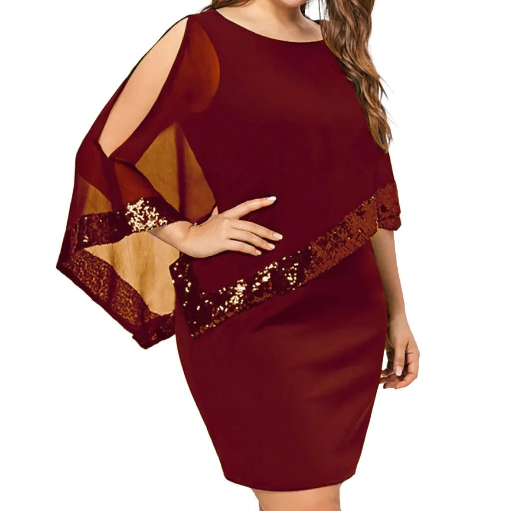 Festliches Kleid mit Cold-Shoulder und Paillettenbesatz für Damen