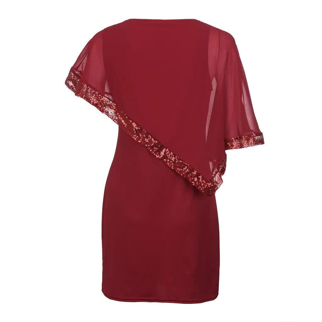 Festliches Kleid mit Cold-Shoulder und Paillettenbesatz für Damen