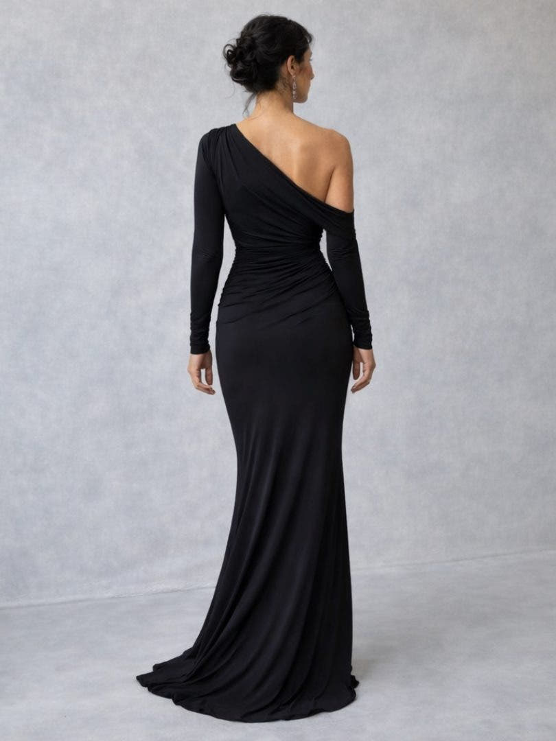 Festliches Kleid mit One-Shoulder-Ausschnitt und Raffung für Damen