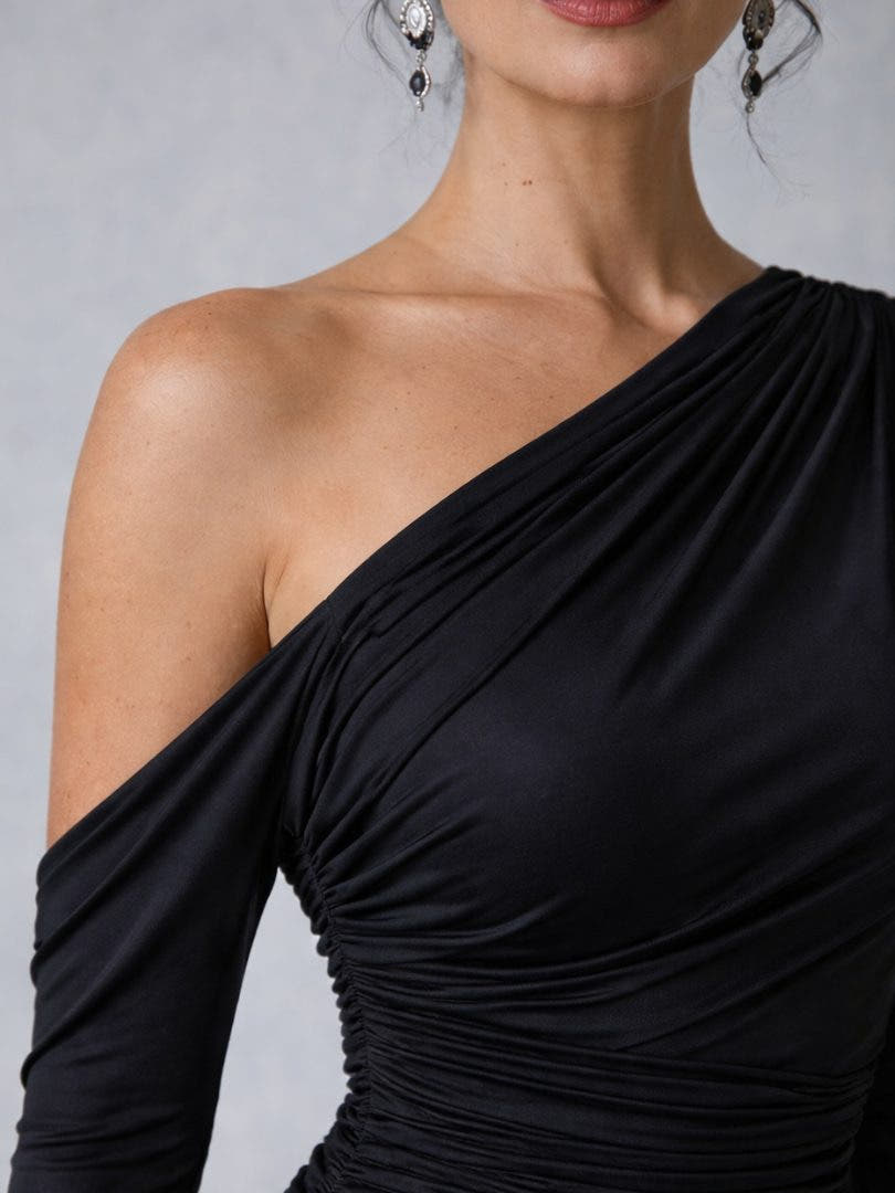 Festliches Kleid mit One-Shoulder-Ausschnitt und Raffung für Damen