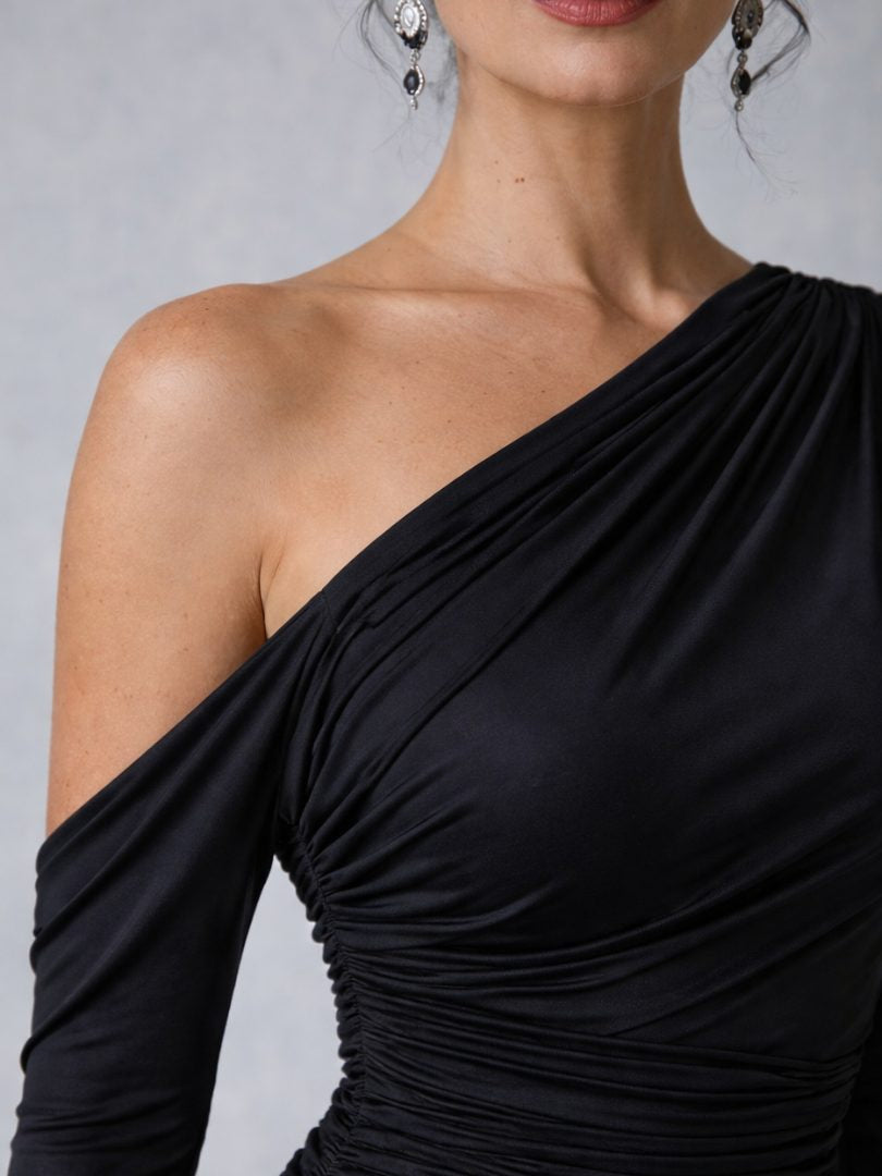 Festliches Kleid mit One-Shoulder-Ausschnitt und Raffung für Damen