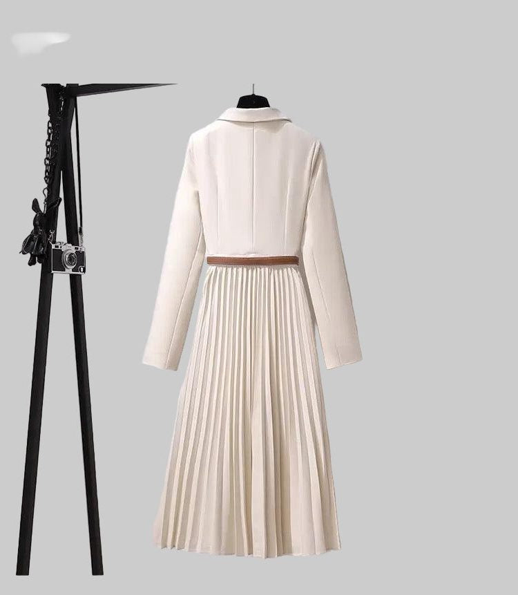 Festliches Kleid mit Plisseefalten und Gürtel für Damen