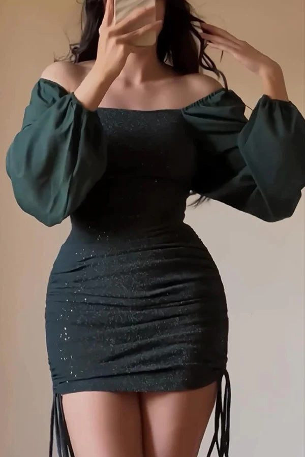 Festliches Kleid mit Pailletten und Ballonärmeln für Damen