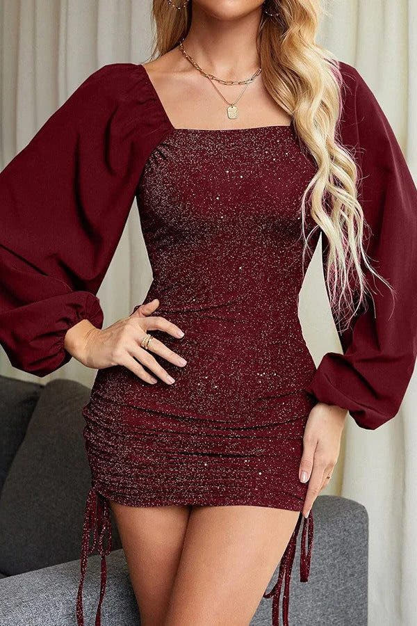 Festliches Kleid mit Pailletten und Ballonärmeln für Damen