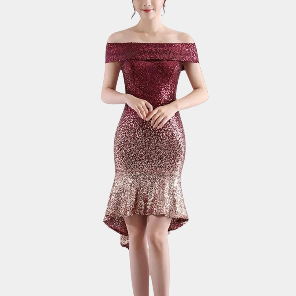 Festliches Kleid mit Pailletten und Off-Shoulder-Ausschnitt für Damen