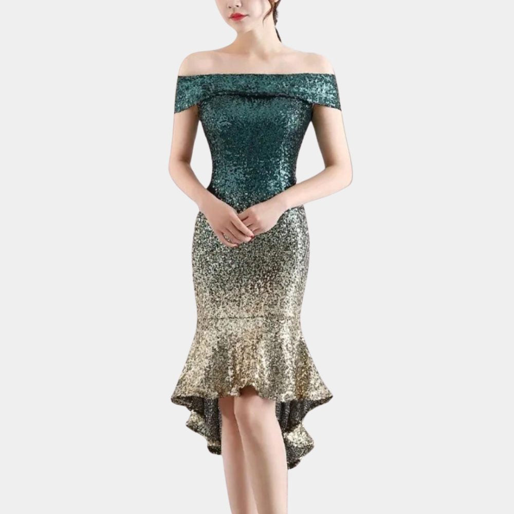 Festliches Kleid mit Pailletten und Off-Shoulder-Ausschnitt für Damen