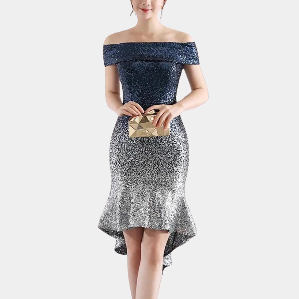 Festliches Kleid mit Pailletten und Off-Shoulder-Ausschnitt für Damen