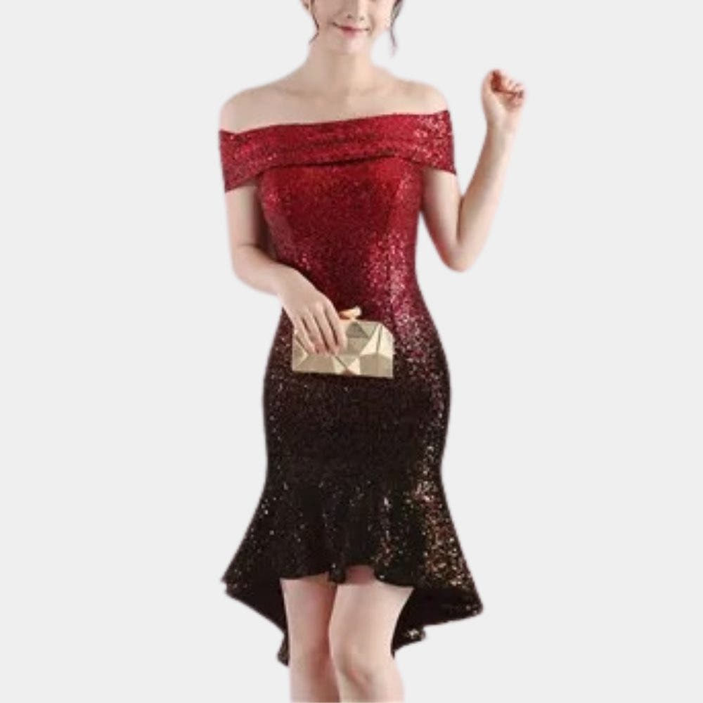 Festliches Kleid mit Pailletten und Off-Shoulder-Ausschnitt für Damen