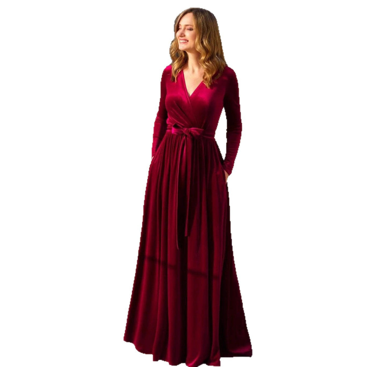 Festliches Kleid im Wickelschnitt mit V-Ausschnitt für Damen
