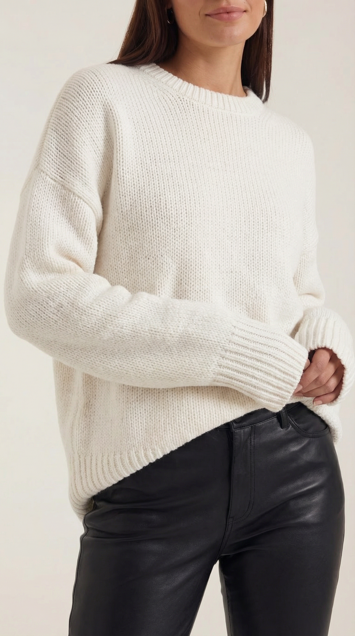 Pullover in Oversize-Passform mit Rundhals und Rippensaum für Damen