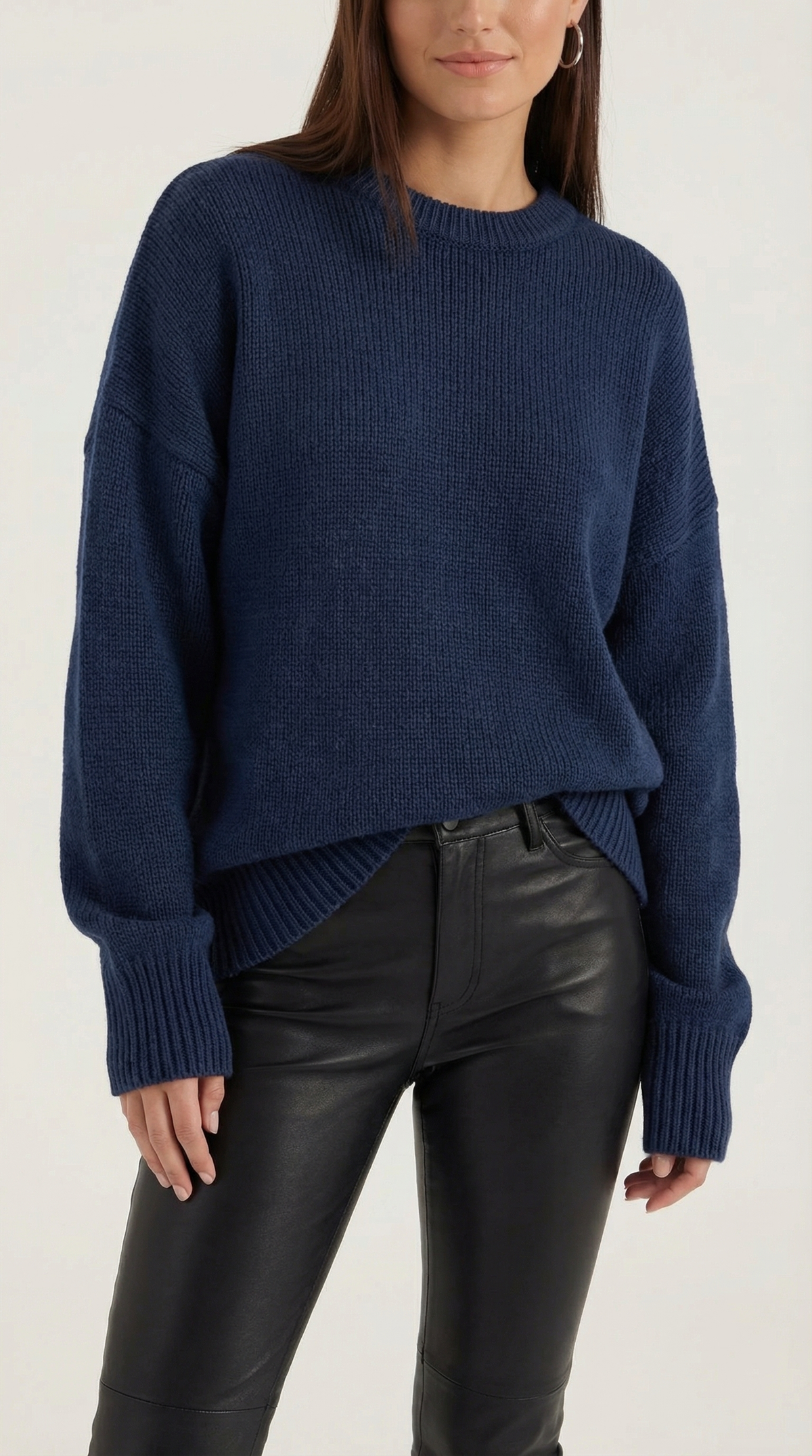 Pullover in Oversize-Passform mit Rundhals und Rippensaum für Damen