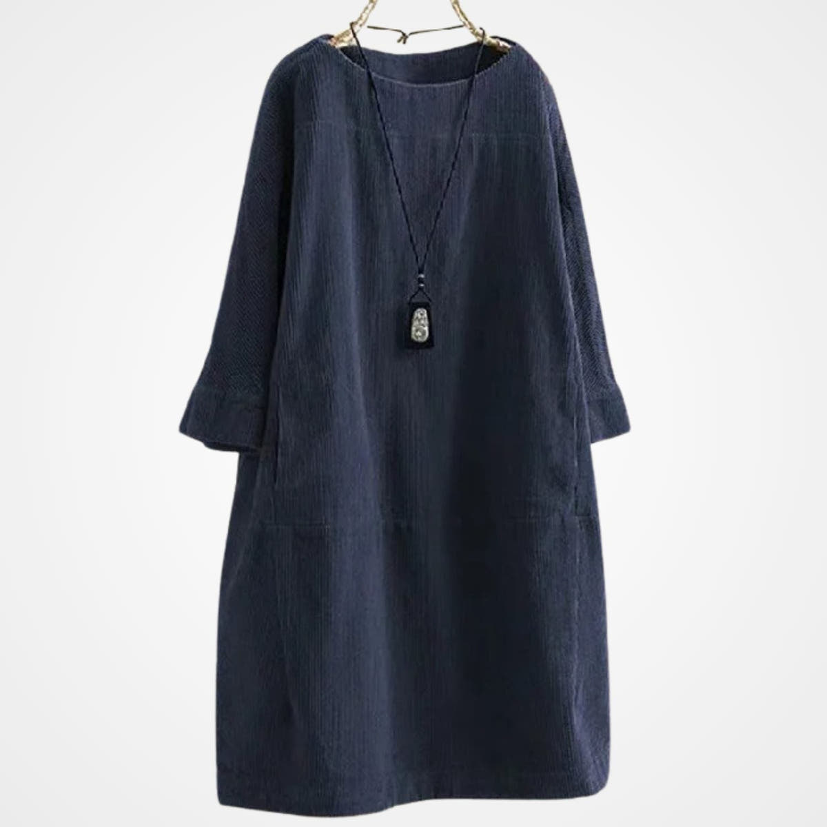 Winterkleid aus Cord mit Rundhals und lockerer Passform für Damen