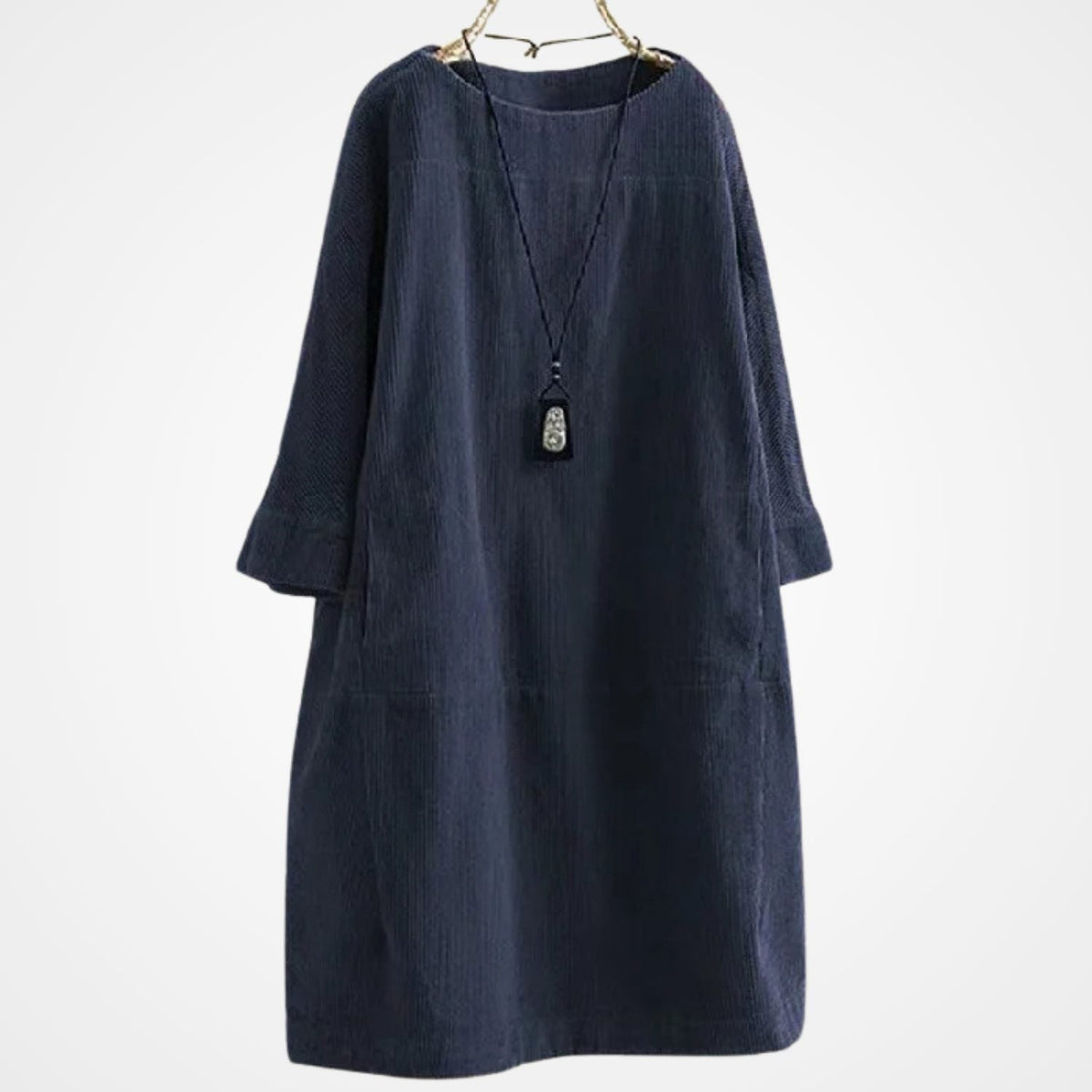 Winterkleid aus Cord mit Rundhals und lockerer Passform für Damen