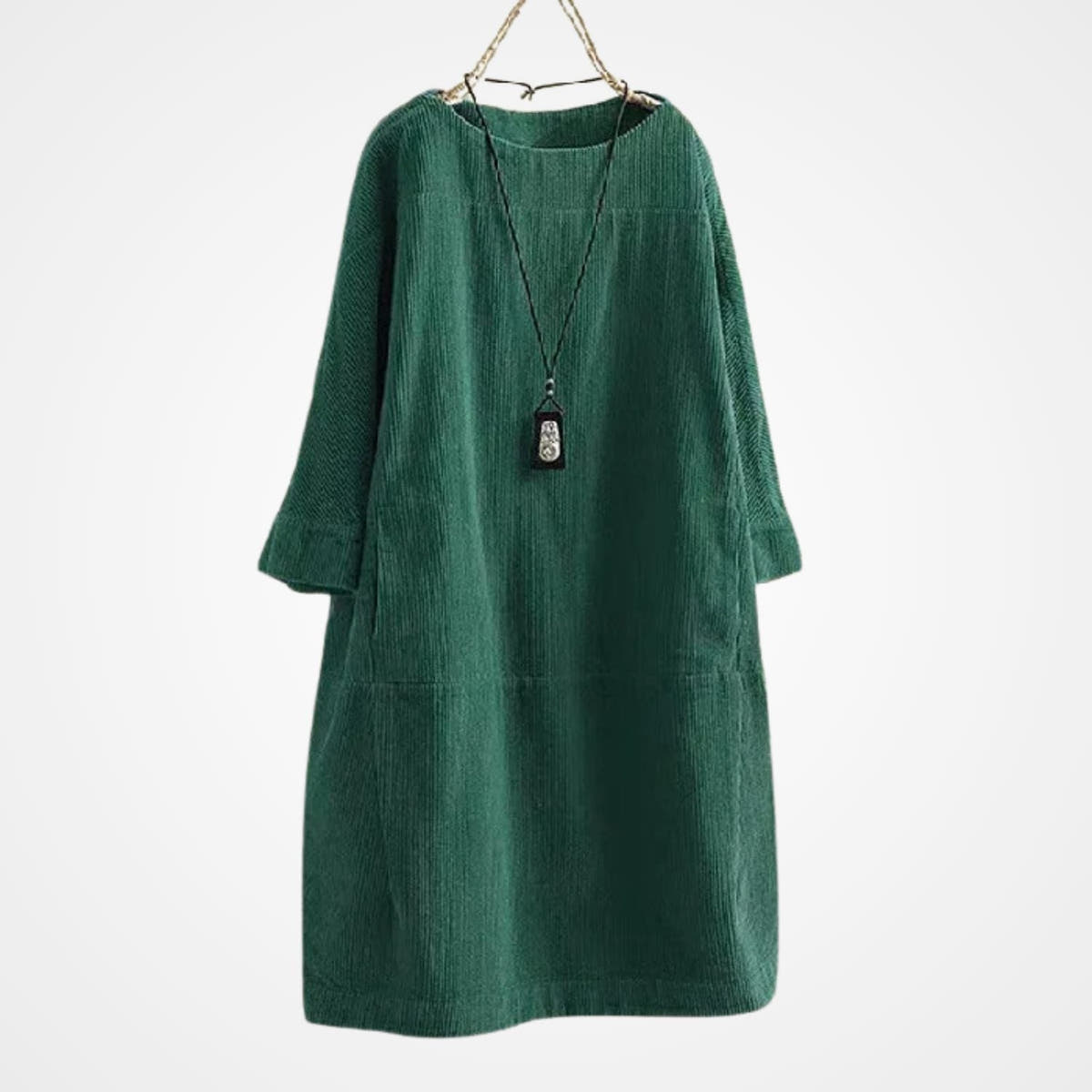 Winterkleid aus Cord mit Rundhals und lockerer Passform für Damen