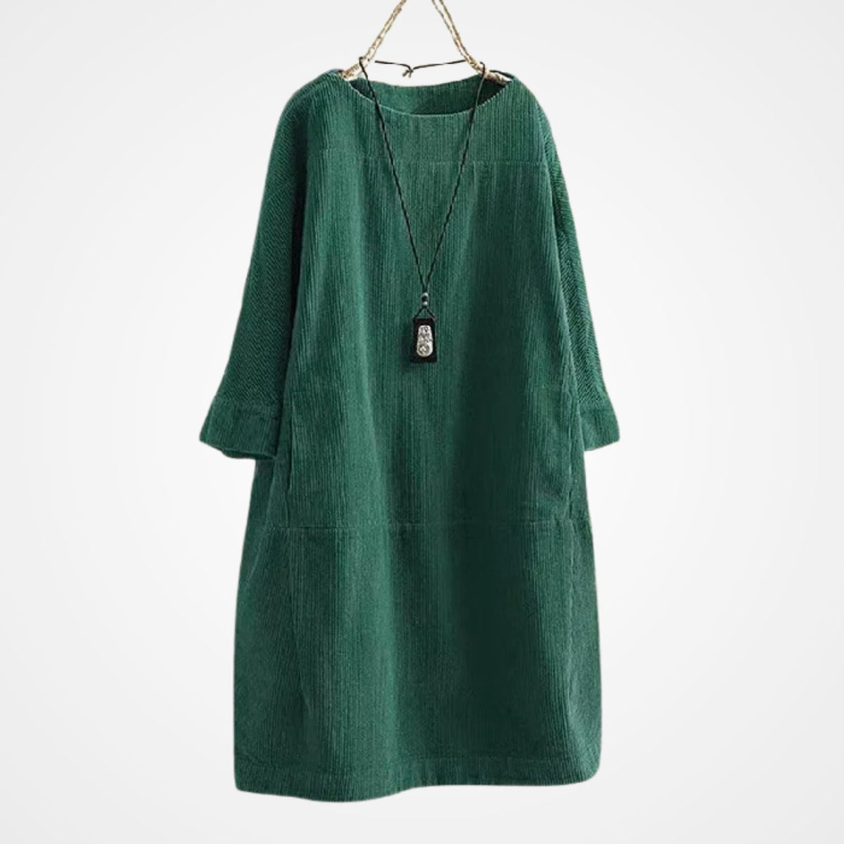 Winterkleid aus Cord mit Rundhals und lockerer Passform für Damen