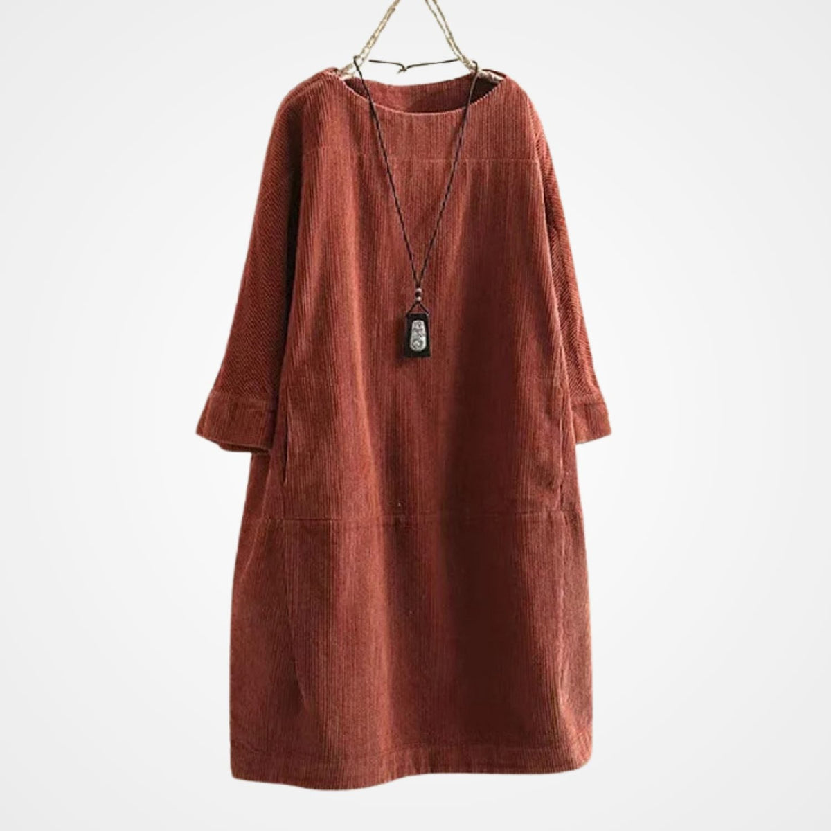 Winterkleid aus Cord mit Rundhals und lockerer Passform für Damen